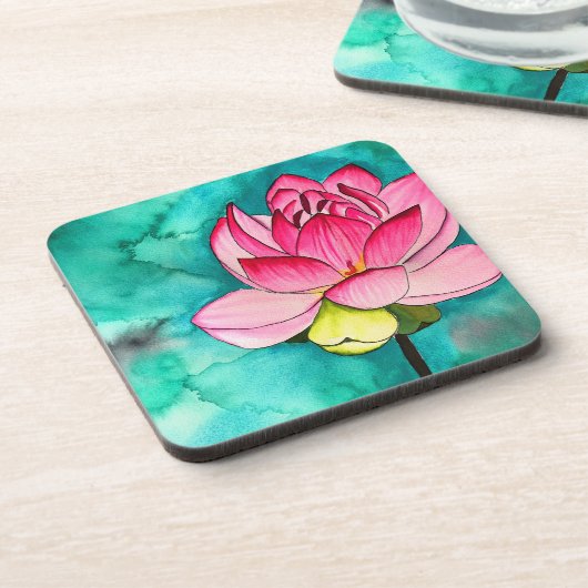 Dessous-de-verre Aquarelle de fleurs roses (Côté gauche)