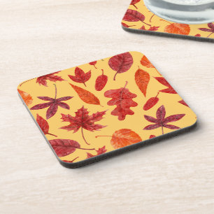 Dessous-de-verre Aquarelle des feuilles rouges