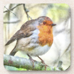 Dessous-de-verre Aquarelle d'hiver Robin de Noël
