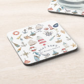 Dessous-de-verre Aquarelle éléments nautiques marin (Côté gauche)