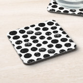 Dessous-de-verre Aquarelle en noir et blanc dessinée à la main pois (Côté gauche)