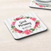 Dessous-de-verre Aquarelle Fleurs rouges et roses Design de courroi (Côté gauche)