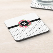 Dessous-de-verre Aquarelle Fleurs rouges et roses Pois de couronne (Côté gauche)