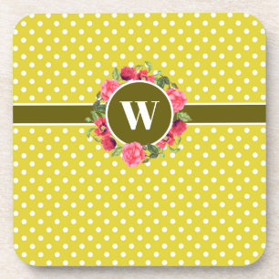 Dessous-de-verre Aquarelle Fleurs rouges et roses Pois de couronne