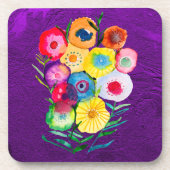 Dessous-de-verre Aquarelle fleurs violettes fleuries florales (Devant)