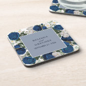 Dessous-de-verre Aquarelle Florale Bleue Moderne Mariage élégant (Côté gauche)