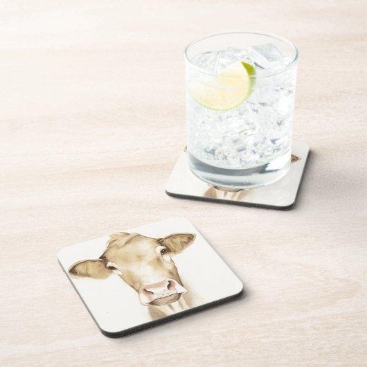 Dessous-de-verre Aquarelle Grange Animaux | Vache (Côté Droit)