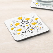 Dessous-de-verre Aquarelle gris jaune moderne Motif floral (Côté gauche)