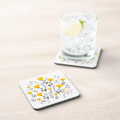 Dessous-de-verre Aquarelle gris jaune moderne Motif floral (Côté Droit)