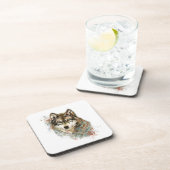 Dessous-de-verre Aquarelle Gris Loup Faune Animal Nature Art (Côté Droit)