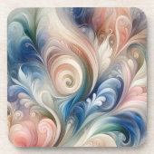 Dessous-de-verre Aquarelle Imaginaire Floral Pastel Bleu & Crème (Devant)