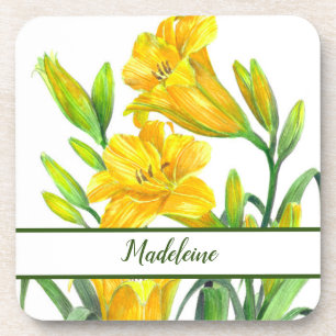 Dessous-de-verre Aquarelle Jaune Lys Jaune Portrait Fleur
