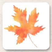 Dessous-de-verre Aquarelle jaune orange Feuille d'érable (Devant)