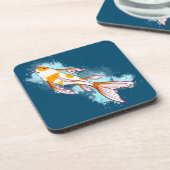 Dessous-de-verre Aquarelle Koi Poisson sur l'illustration bleue (Côté gauche)