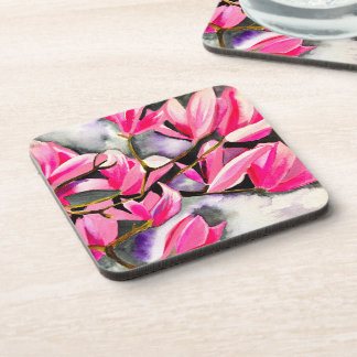 Dessous-de-verre Aquarelle magnolia rose