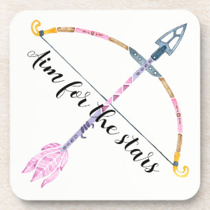 Dessous-de-verre Aquarelle motivationnelle arc flèche boho plume