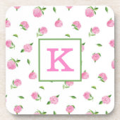 Dessous-de-verre Aquarelle rose Hydrangée Monogramme (Devant)