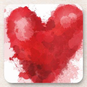 Dessous-de-verre Aquarelle rouge coeur gothique fille valentine