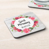 Dessous-de-verre Aquarelle rouge et rose Fleurs Circle Wreath Desig (Côté gauche)