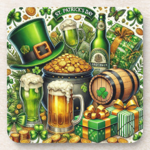 Dessous-de-verre Aquarelle Saint-Patrick Bière, Pièces et Trèfle