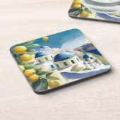 Dessous-de-verre Aquarelle Santorin Grèce (Côté gauche)