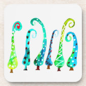 Dessous-de-verre Aquarelle simienne arbres de Noël (Devant)