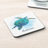 Dessous-de-verre Aquarelle Tortue de mer Océan côtier marin (Côté gauche)