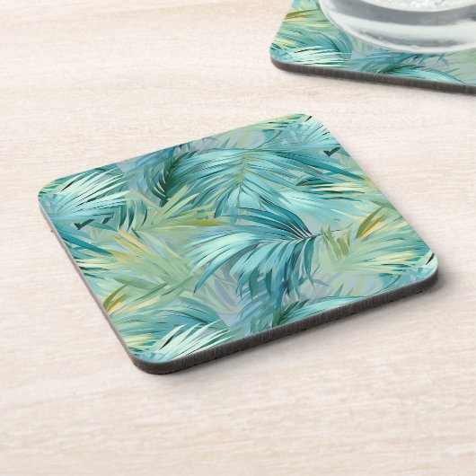 Dessous-de-verre Aquarelle Tropical Blue Palm Leaf (Côté gauche)