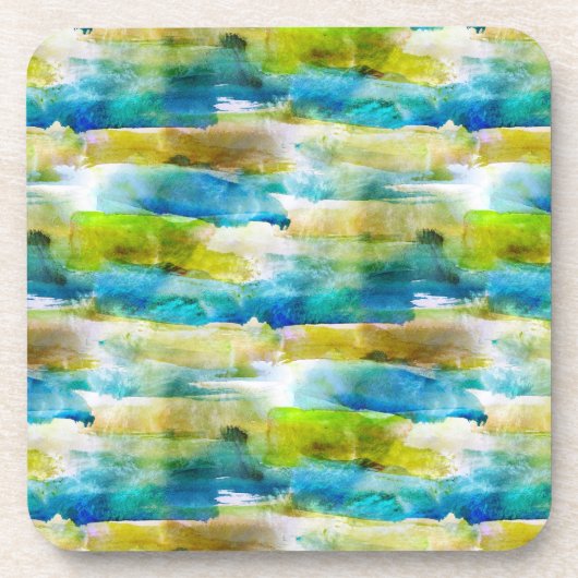 Dessous-de-verre Aquarelle vert abstrait, bleu (Devant)