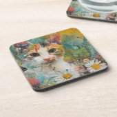 Dessous-de-verre Aquarelle Vintage Chat Abstrait (3) (Côté gauche)