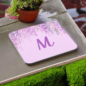 Dessous-de-verre Aquarelle violette pâle Look Wisteria avec initial