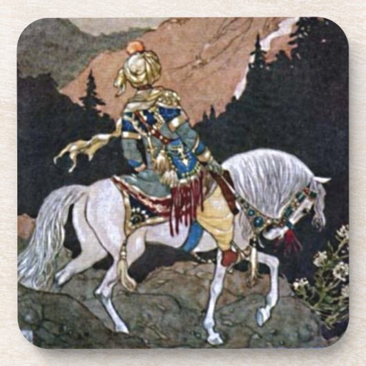 Dessous-de-verre Arabian Nights Chevalier Prince sur Cheval Blanc (Devant)