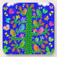 Arbre à cactus de la vie avec les hibou et les ois