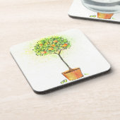 Dessous-de-verre Arbre d'agrume peint d'aquarelle dans le pot (Côté gauche)