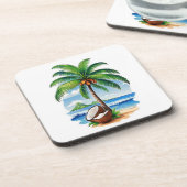 Dessous-de-verre Arbre de coco Île tropicale (Côté gauche)