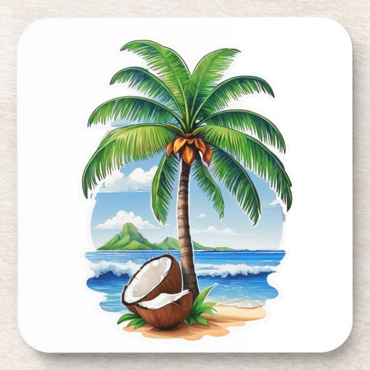 Dessous-de-verre Arbre de coco Île tropicale (Devant)