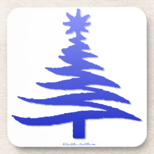 Dessous-de-verre Arbre de Noël Moderne Pochoir Imprimé Bleu