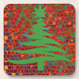 Dessous-de-verre Arbre de Noël Moderne Pochoir Imprimé Vert