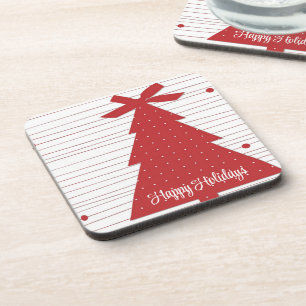 Dessous-de-verre Arbre de Noël rouge avec points et lignes