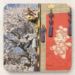 Dessous-de-verre Arbre en fleurs de cerisier et tapisserie de soie