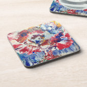 Dessous-de-verre Arbre en fleurs rouge abstrait bleu bleu jaune Fle (Côté gauche)