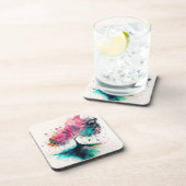 Dessous-de-verre Arbre mystique moderne & gras (bleu, rose, orange) (Côté Droit)