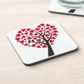 Dessous-de-verre Arbre rouge de coeur avec des inséparables (Côté gauche)