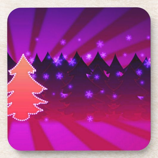 Dessous-de-verre Arbres de Noël Tons de pourpre (Devant)