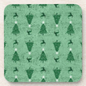 Dessous-de-verre Arbres de Noël verts traditionnels et rennes (Devant)