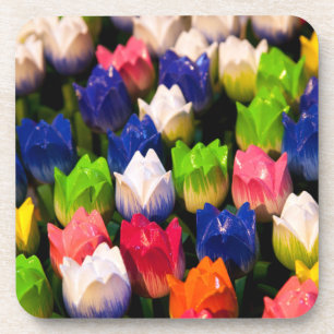 Dessous-de-verre Arc-en-ciel de tulipes en bois