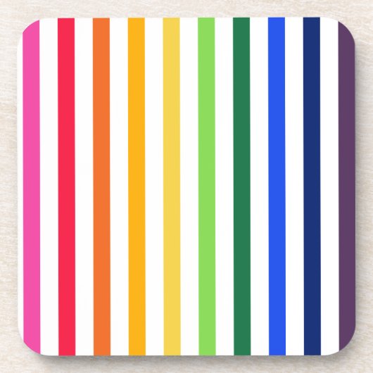 Dessous-de-verre Arc-en-ciel et rayures blanches (Devant)