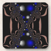 Dessous-de-verre Argent et orbes bleues sur noir (Devant)