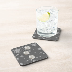 Dessous-de-verre Argent Noël Ornements Beverage Coaster