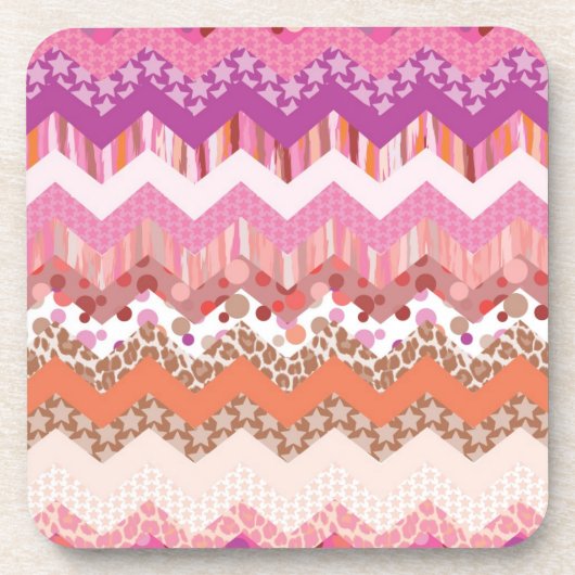 Dessous-de-verre arrière - plan de zigzag rose (Devant)